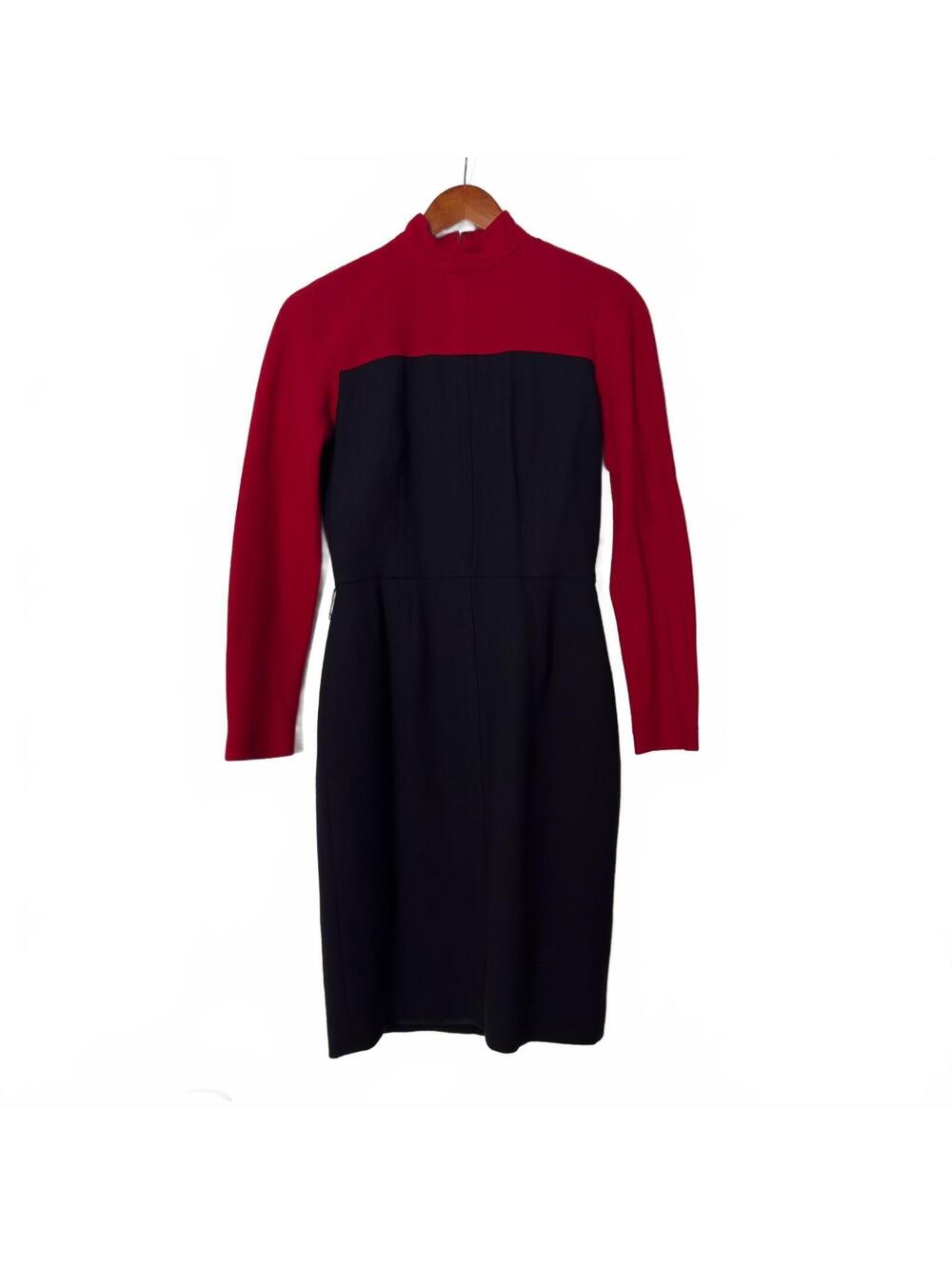 Vintage Y2K Bloomingdale's Petites Wool Blend Colorblock Dress Size 4